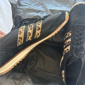 adidas SL 72 OG women’s Black and Tan Sneakers with Leopard Accents W size 10